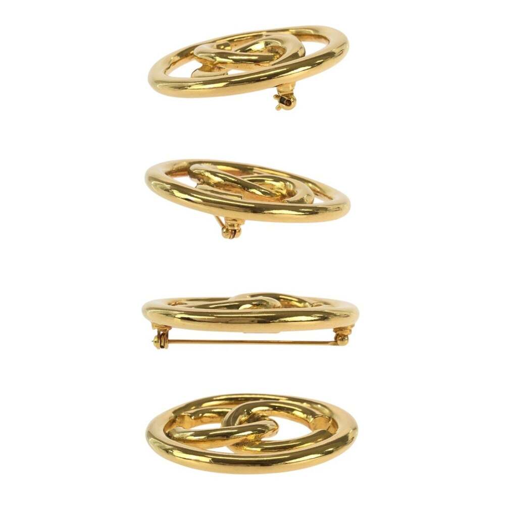 CHANEL Authentic Vintage Gold Logo Brooch - Picture 6 of 6